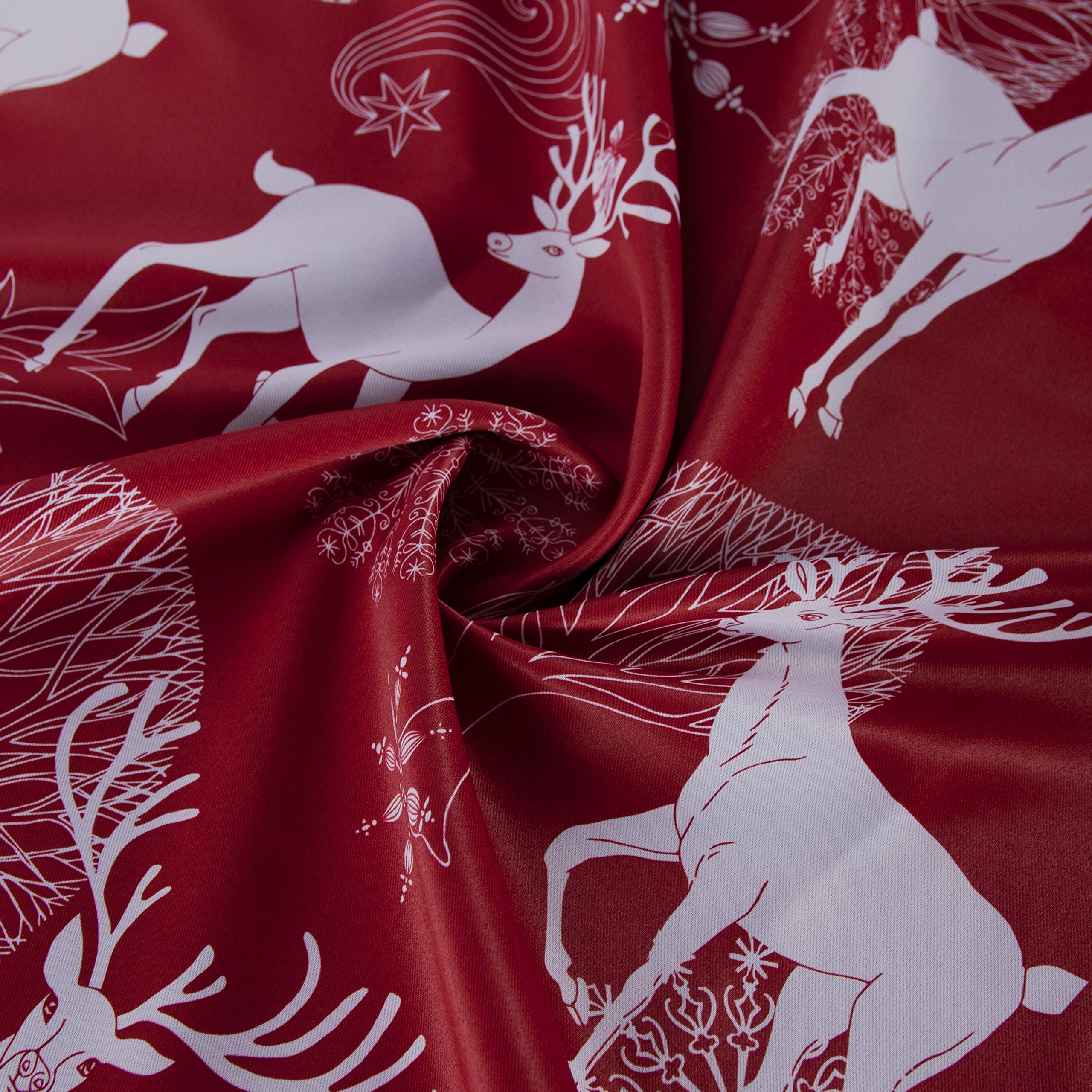 LORDTEX Tende natalizie con stampa di cervi e neve, per soggiorno e camera da letto, tende oscuranti con isolamento termico, tende per finestre con riduzione del rumore, lunghe 133 x 249 cm, rosso