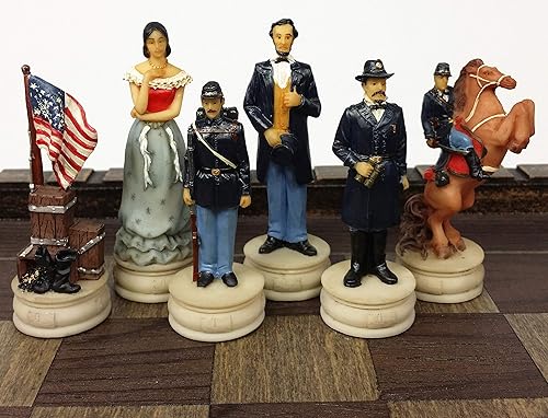 Miniatura 2 de HPL American US Civil Queens War North vs South Juego de ajedrez con tablero de castillo de 17"