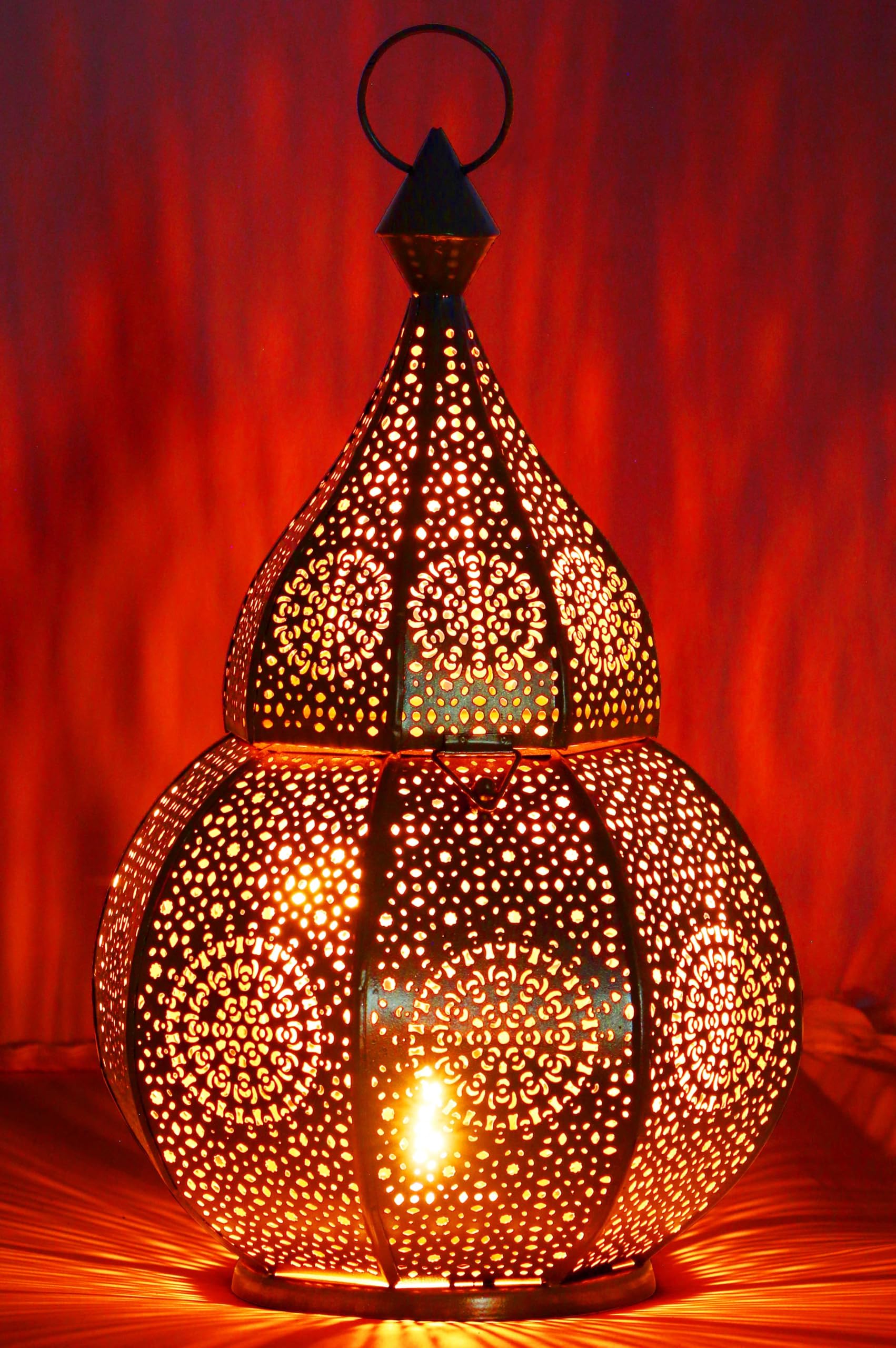 Farol Portavelas Oriental De Metal - Juego De 2 Piezas - Decoración Jardín, Mesa - Estilo Marroquí