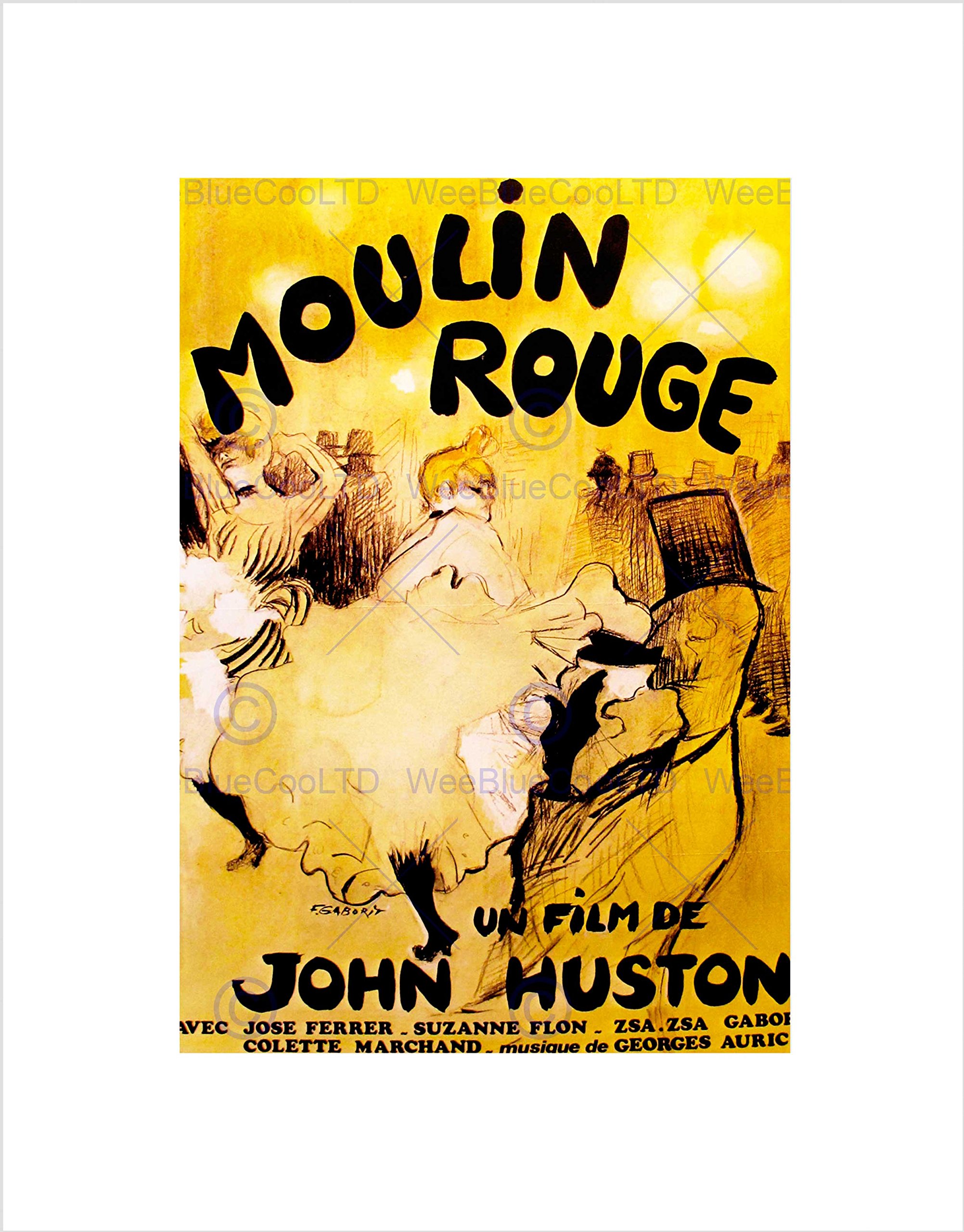 Wee Blue Coo Film Moulin Rouge Cancan Burlesque Paris Huston Ferrer Gabor Art Wall Art Print