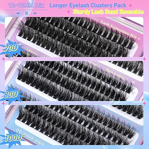 Miniatura 4 de JIMIRE Kit de extensiones de pestañas esponjosas con volumen, kit de extensiones de pestañas onduladas con unión y sello, pinzas de pestañas rizadas