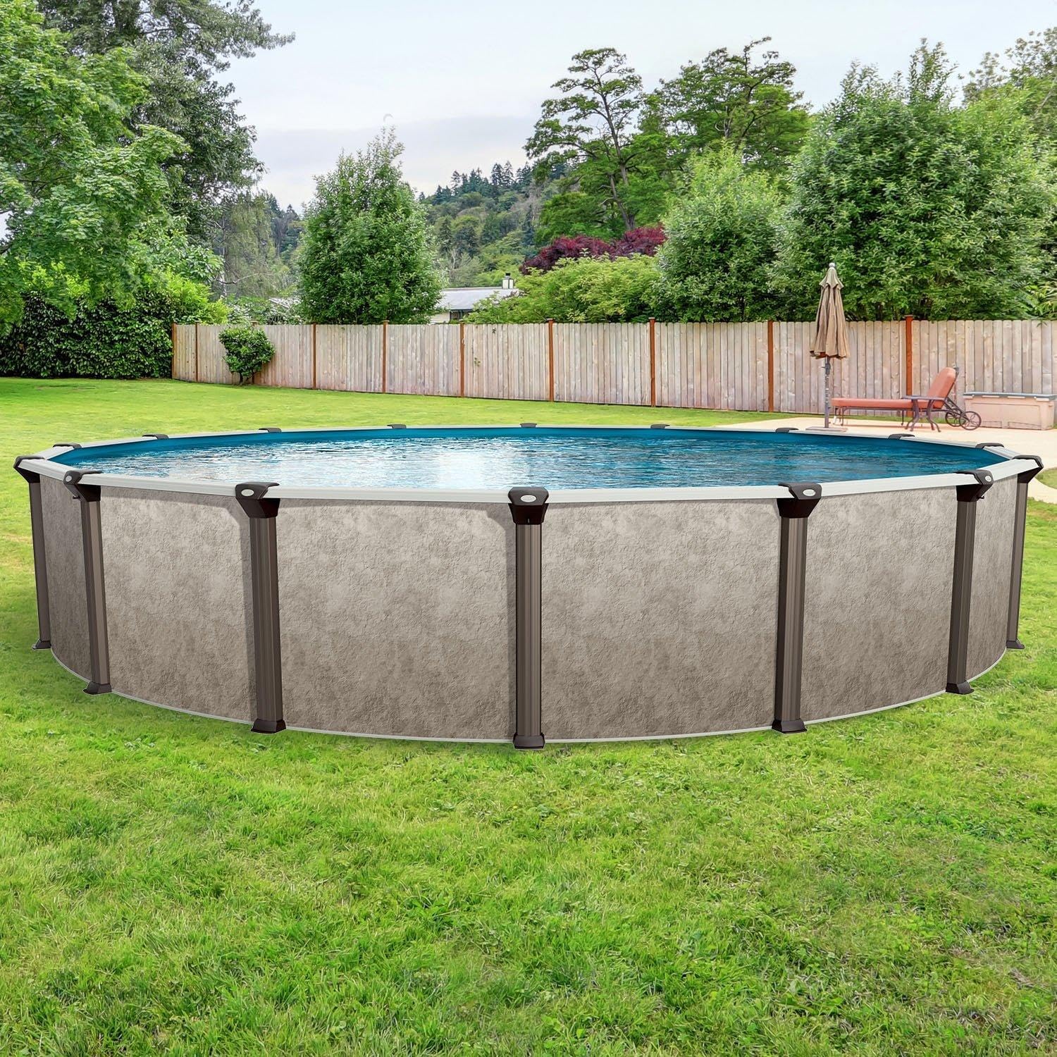 In The Swim 18' Round Above Ground Swimming Pool - Epic Package - Featuring: Sand Filter, Pump System and A-Frame Ladder