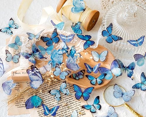 Miniatura 3 de Knaid Juego de calcomanías de mariposa (320 piezas) transparentes y coloridas mariposas de resina, calcomanías para la naturaleza, suministros de