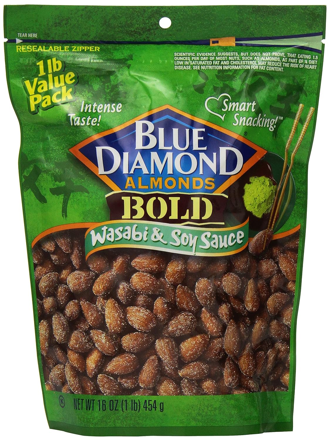 Blue Diamond Almonds Bold Wasabi & Soy Sauce, Value Pack, 16Ounce (Pack of 3