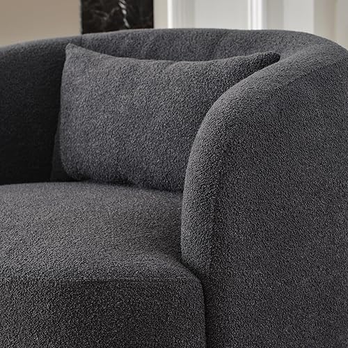 Miniatura 148 de KINWELL Juego de 2 sillas giratorias de barril Boucle de 34 pulgadas de ancho, sin montaje, sillones tapizados redondos, sillas decorativas, sofá