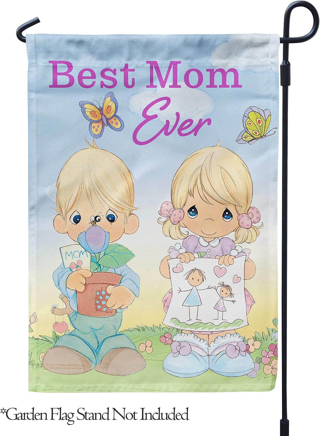Flagology.com, Precious Moments Best Mom Ever – Garden Flag 12.5" x 18", Outdoor Flag, Exclusive Premium Fabric, Licensed Precious Moments, Mother's Day
