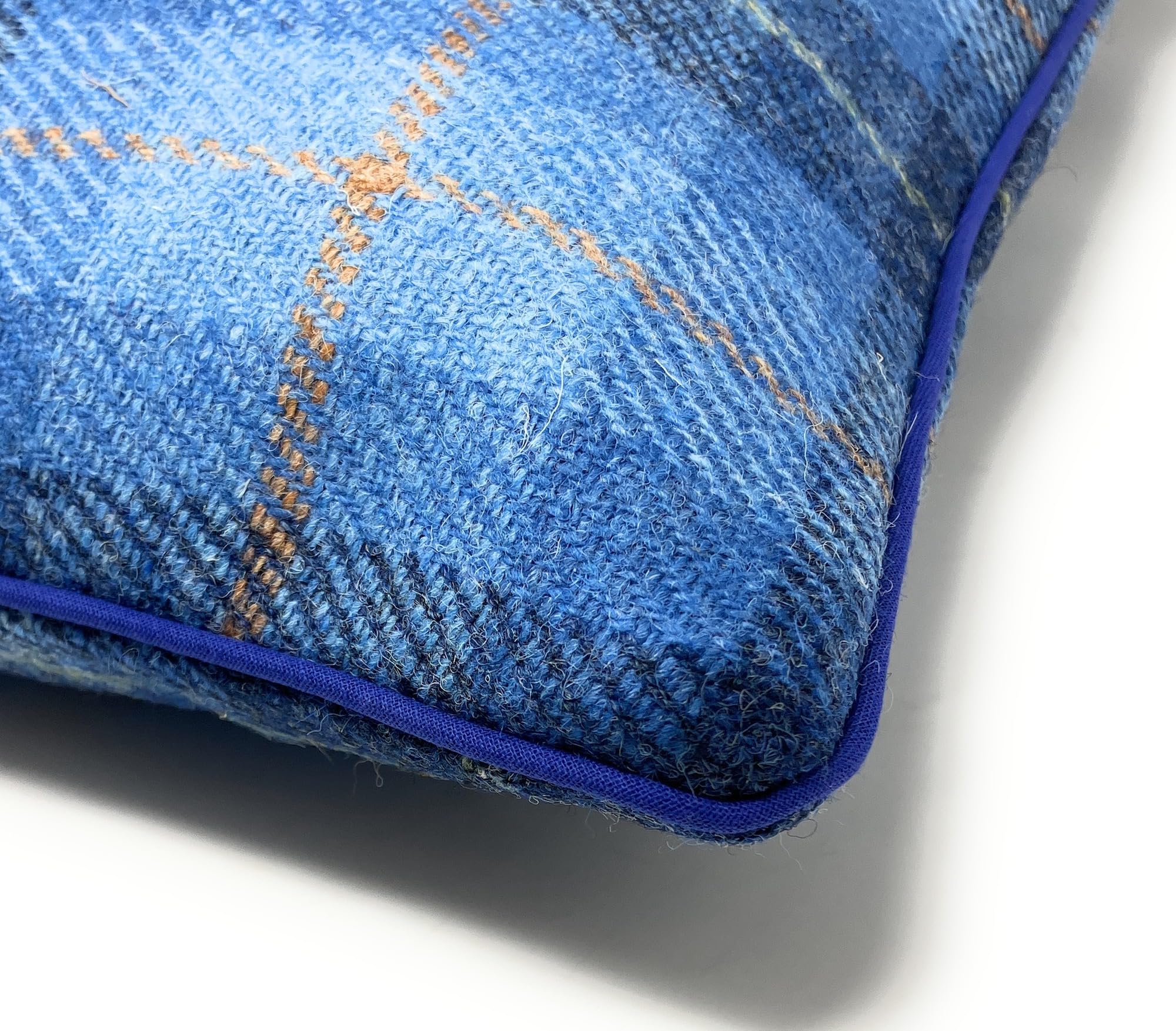 Harris Tweed Kissenbezug, doppelseitig, quadratisch, Schottenkaro, Blau
