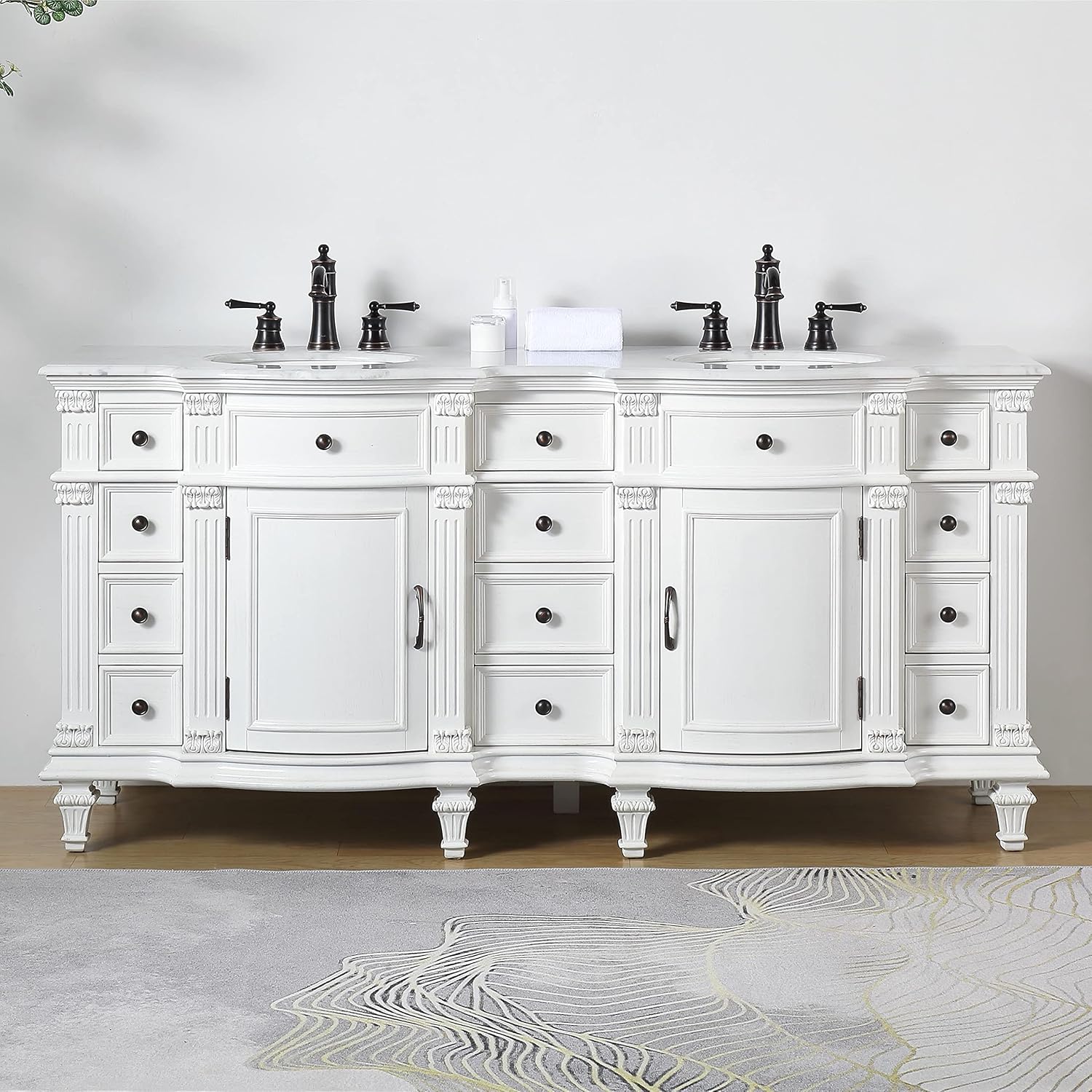 Silkroad Exclusive V0722WW72D Double Sink Bathroom Vanity, 72-inch, White