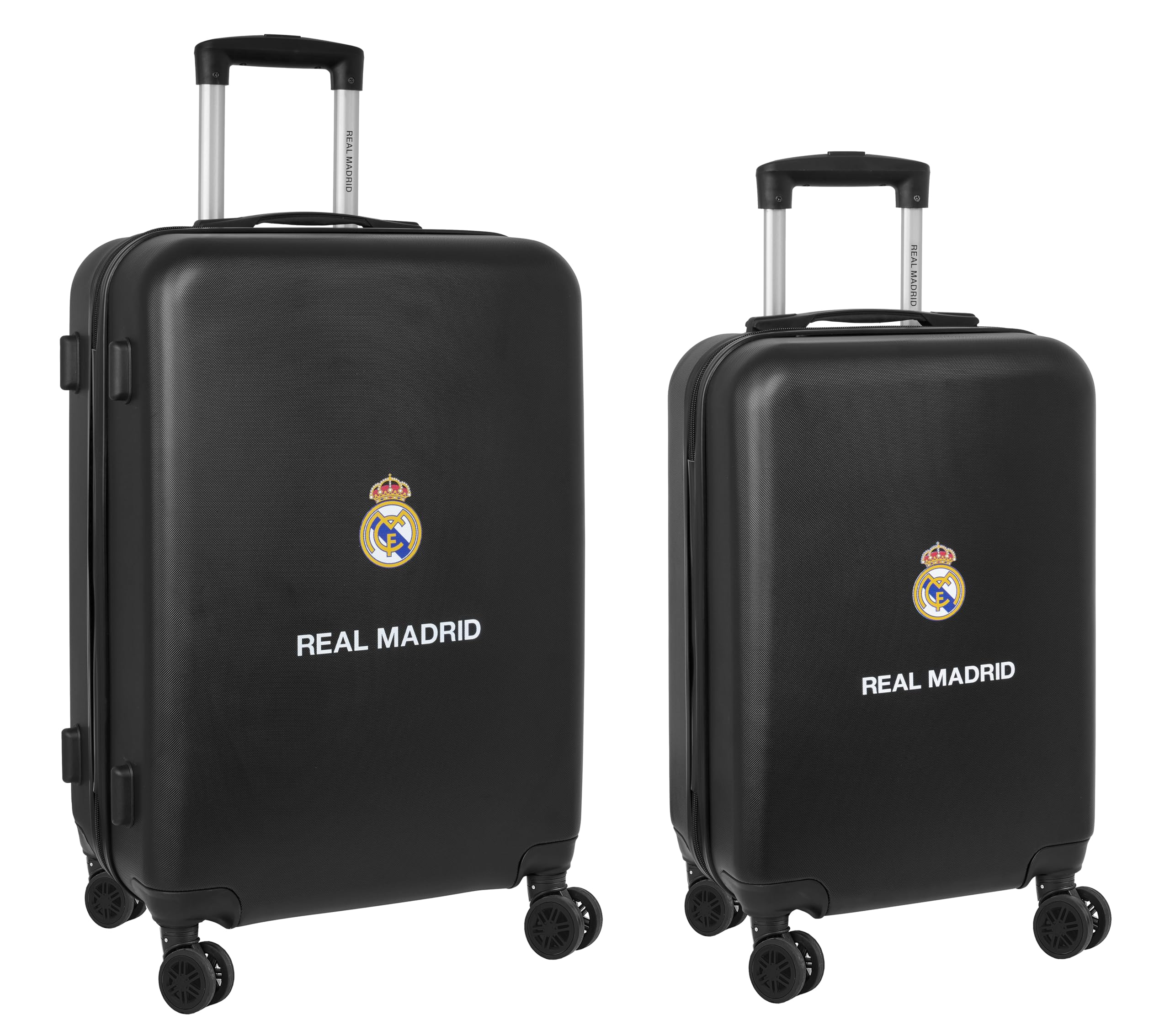 Real Madrid 2ª EQUIPACIÓN 23/24 - Set de Trolleys Cabina 20 y 24 Pulgadas, con Ruedas Giratorias, Maletas con Ruedas, Candado de Seguridad, Maletas Ligeras, 40x26x63 cm, Color Azul Marino