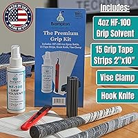 Vista 17 de Brampton Ultimate Grip Kit para regripping de palos de golf, 30 tiras de cinta de agarre de golf de 2 x 10 pulgadas, cuchillo de gancho, abrazadera