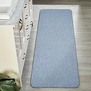 Bath Mat,Ultra Thin Bathroom Runner Rugs,Large Bath Mats for Bathroom,Quick Dry,Non-Slip,Machine Washable,Low Pile,Bath Rug,Shower Outside,Sink,Home Decor Accessories.Blue,1'9"x3'11"(21x47inch)
