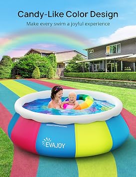 EVAJOY 10ft x 30in Above Ground Swimming Pool - Easy Set Inflatable Top Ring for Adults, Family, Backyard, Outdoor With Cover