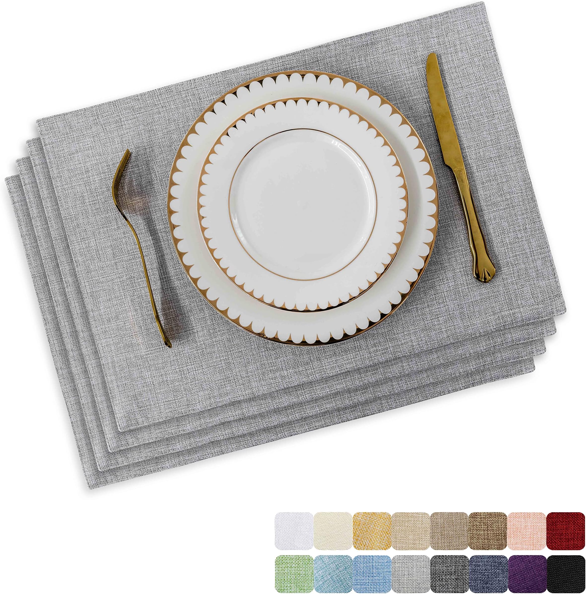 Venilia Grey Room Dining Table Mats Plate Coasters Placemats Wipe Clean