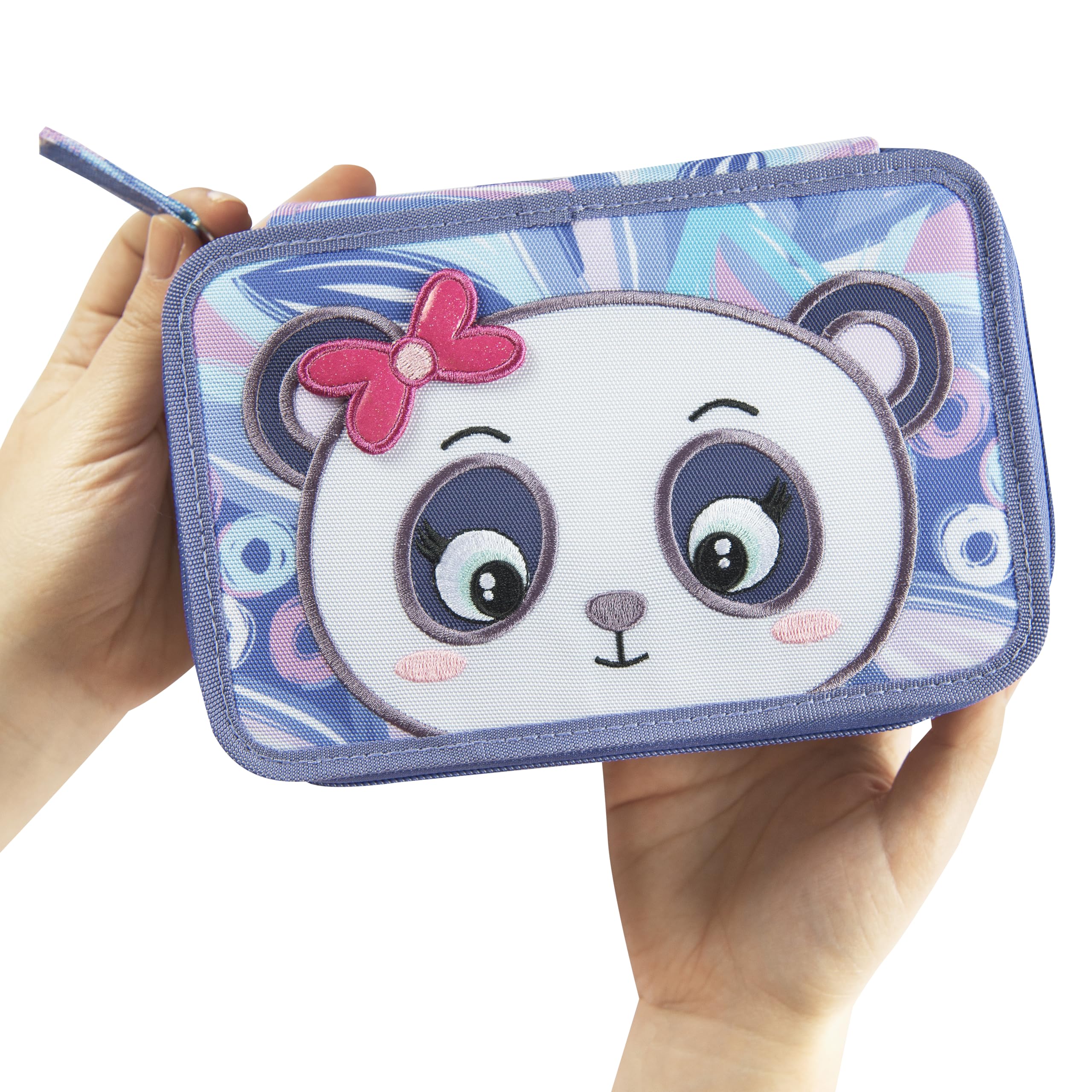 MOFU MOFU - Astuccio Scuola Ufficiale Mofu Mofu, Astuccio 3 Scomparti Bambina e Bambino con Set Cancelleria, Penne Cancellabili blu e rossa, e Pratica Chiusura a Zip, 20x13Hx7 cm