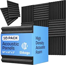 Pacote com 18 painéis de espuma à prova de som para paredes painéis acústicos de 30,5 x 30,5 cm, painéis de som estilo cunha para redução de ruído de estúdio e casa