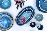 MÄSER 934092 Frozen Series Ceramic Crockery Set for 4 People, 16-Piece Crockery Set with Organic Shapes, Blue Speckled Service, Stoneware, Dark Blue - 2