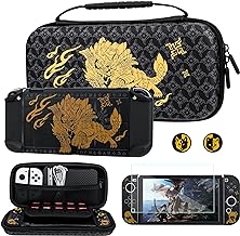 Carrying Case for Nintendo Switch OLED with Monster Hunter Theme Design, Accessories Bundle Portable Bag for Switch OLED with Protective Case, Screen Protector and 2 Thumb Grips