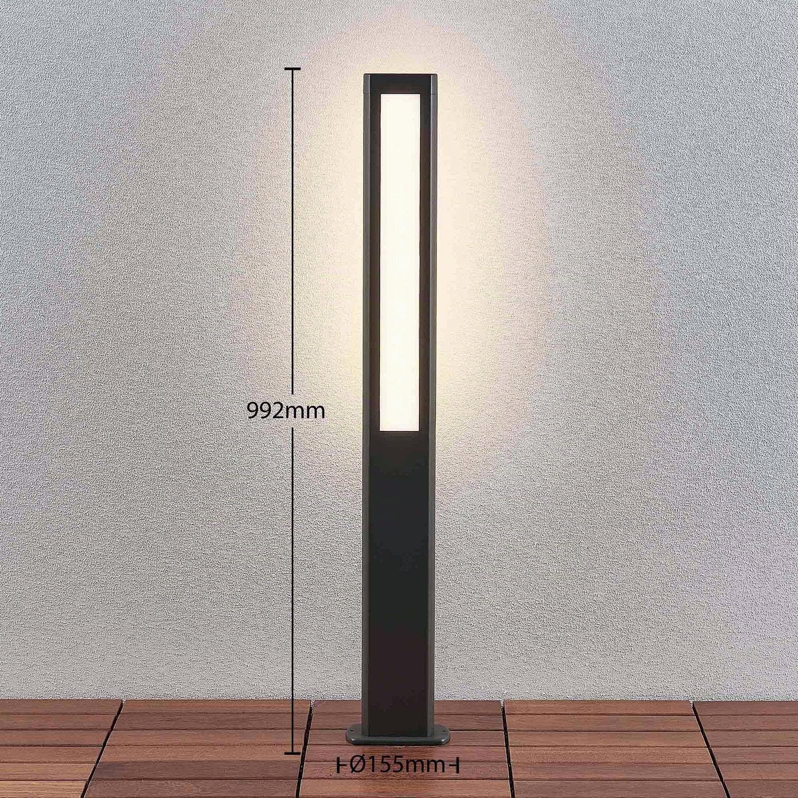 Lucande Lampada LED da esterni (Moderno) colore Grigio, in Alluminio lampadina inclusa lampioncino paletto luminoso lampada viale lampione