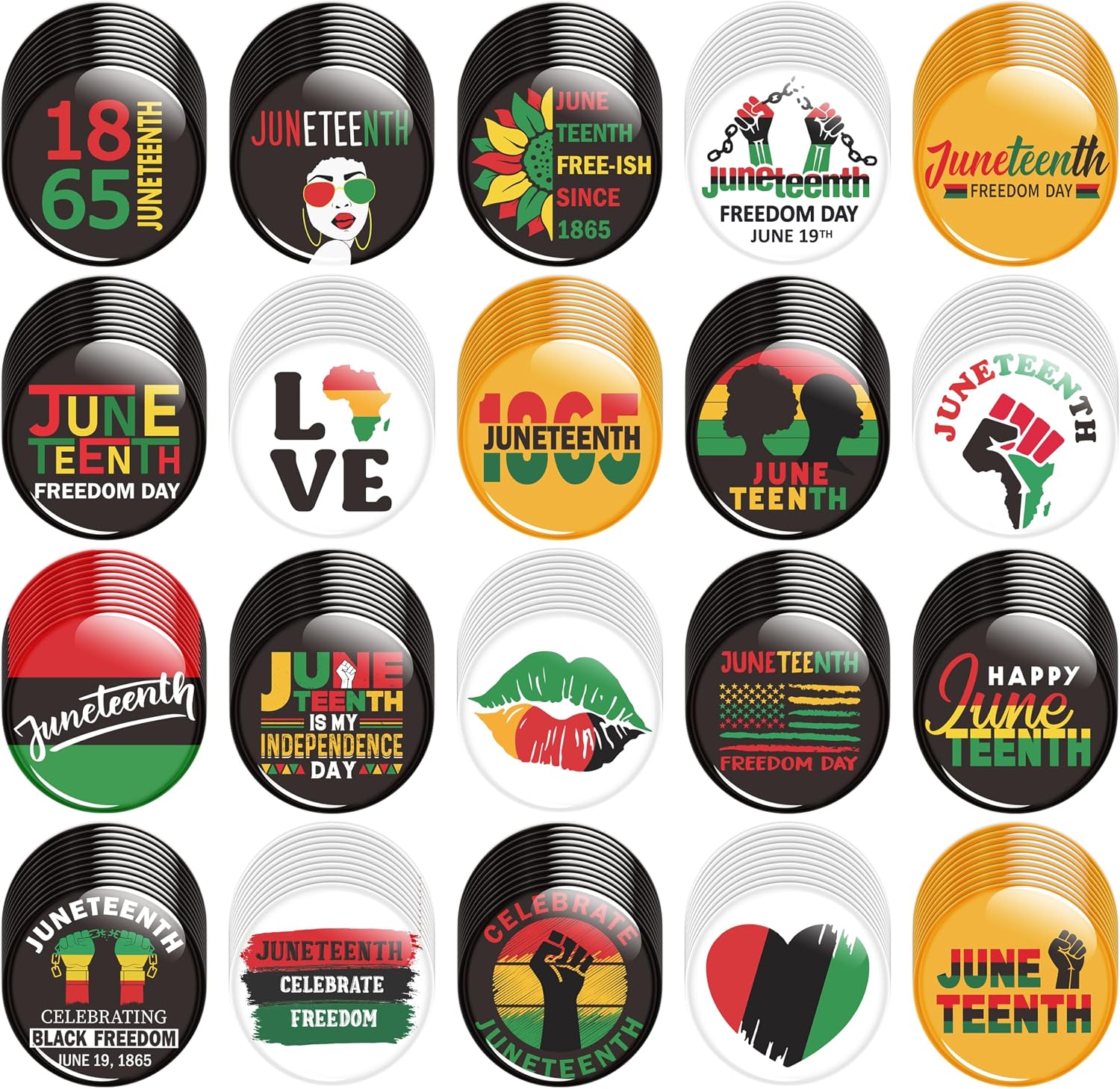 40/100/200Pcs Juneteenth Button Pins - Juneteenth Freedom Day Round Badges Celebrate Black Freedom Pinback Free-ish Since 1865 Black History Activity Supplies Decor for Clothe Bag Accessories