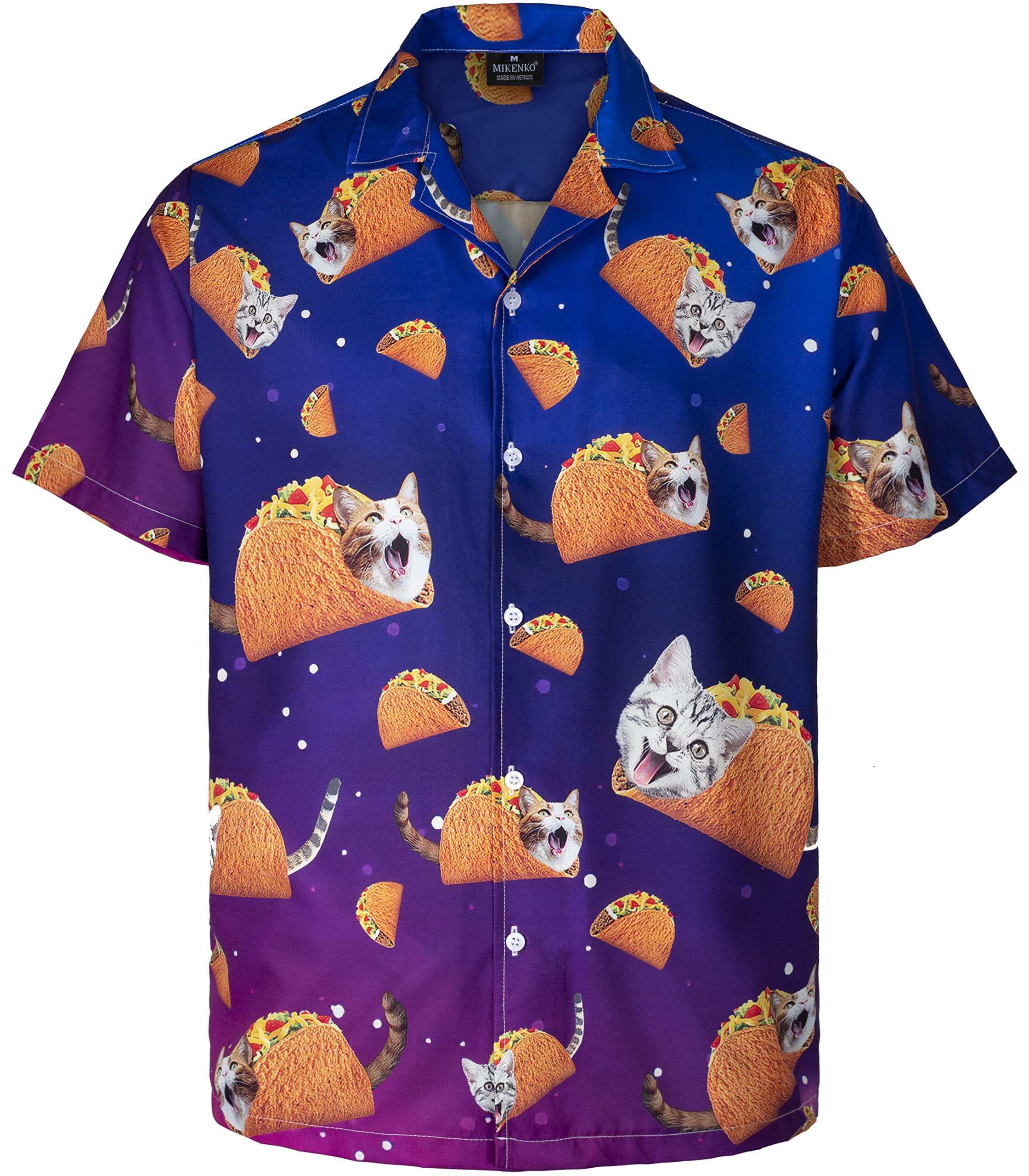 MIKENKO80s 90s Retro Hawaiian Shirt for Men Funny Button Down Shirt Big and Tall Short Sleeve Button Up Shirts for Men Women