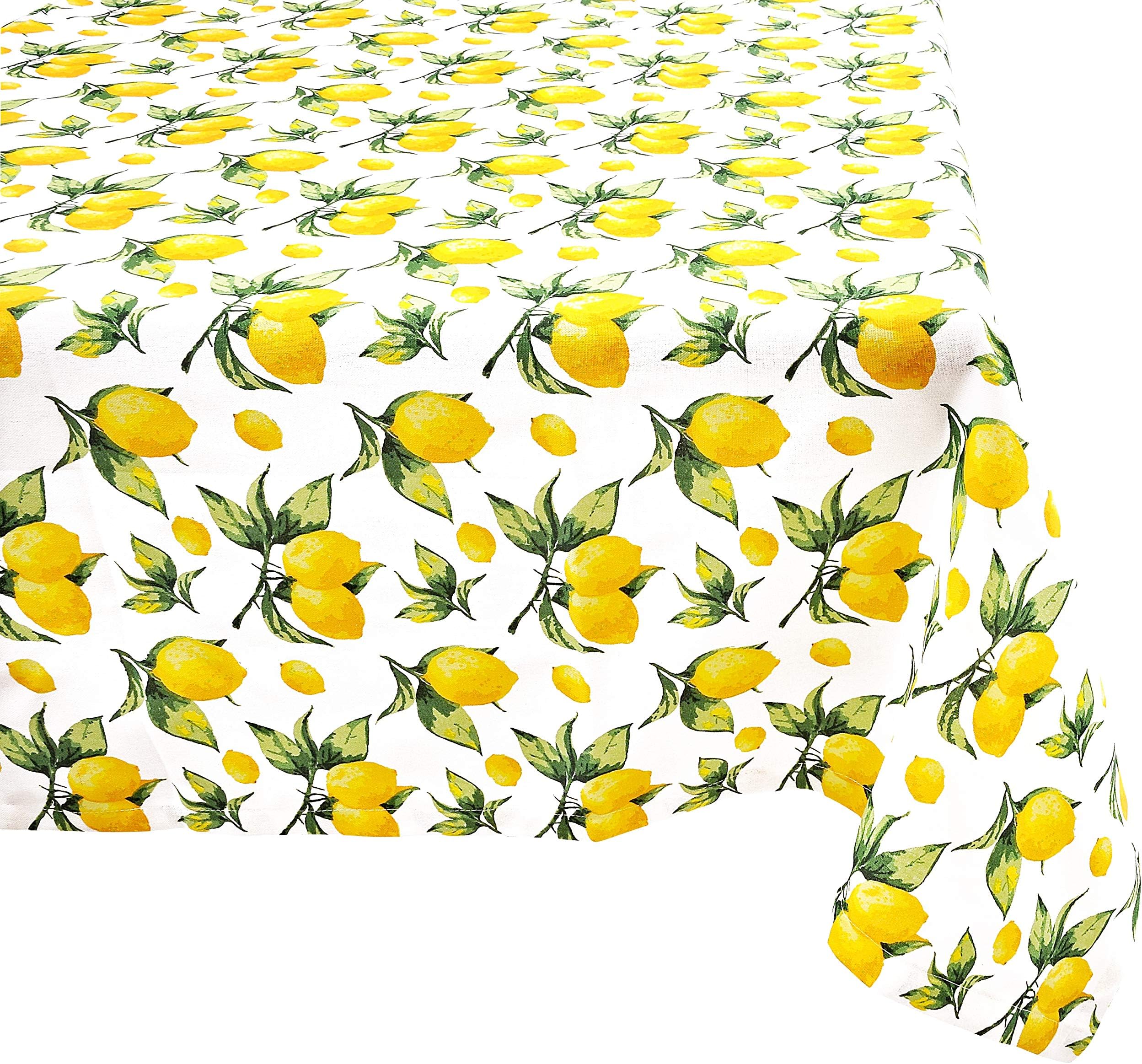 Yourtablecloth 100% Cotton Tablecloth –for Home, Restaurants, Cafés – Be it for Everyday Dinner Picnic or Occasions Like Easter, Summer, Spring(Lemon, 52x52 Square)