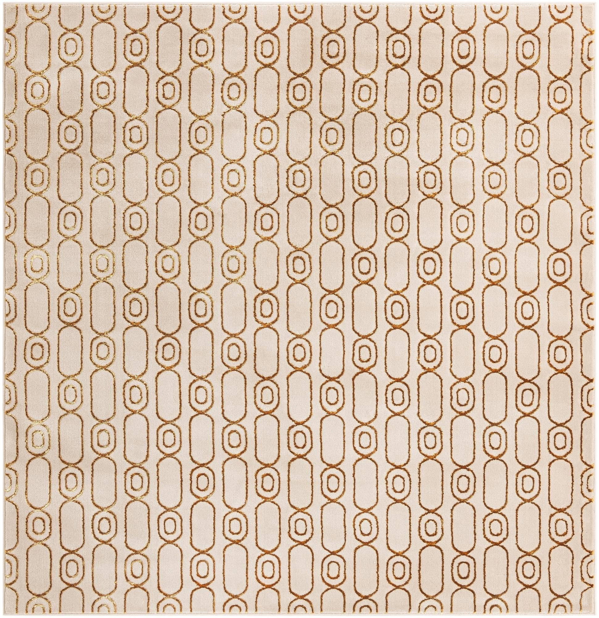 Rugs.com Vogue Geo Collection Rug – 8 Ft Square White Medium-Pile Rug Perfect for Living Rooms, Kitchens, Entryways
