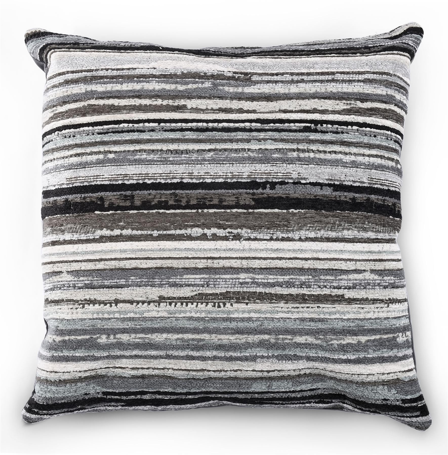Littens 20" x 20" Duck Egg & Grey Sunset Horizon Distressed Stripes Heavy Chenille With Luxury Velvet Reverse Cushion Cover UK Made (50cm x 50cm) Including Feature Inner — image 1