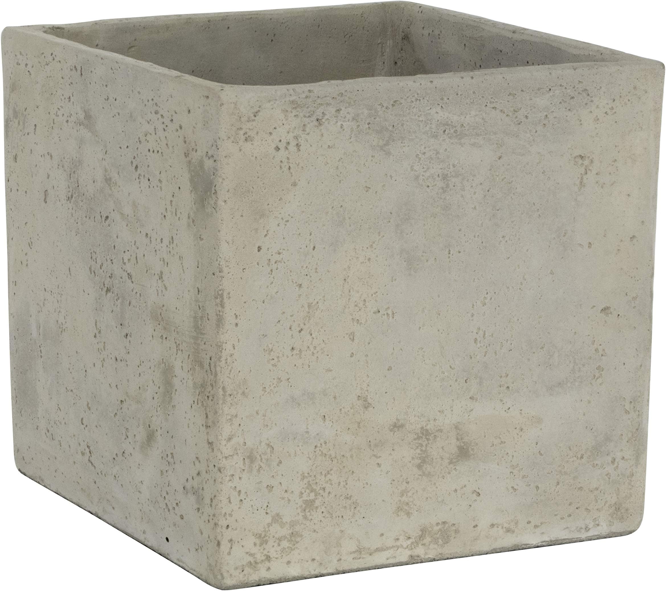 Classic Home and Garden Natural Cement Planter 8 inch, 8" Square