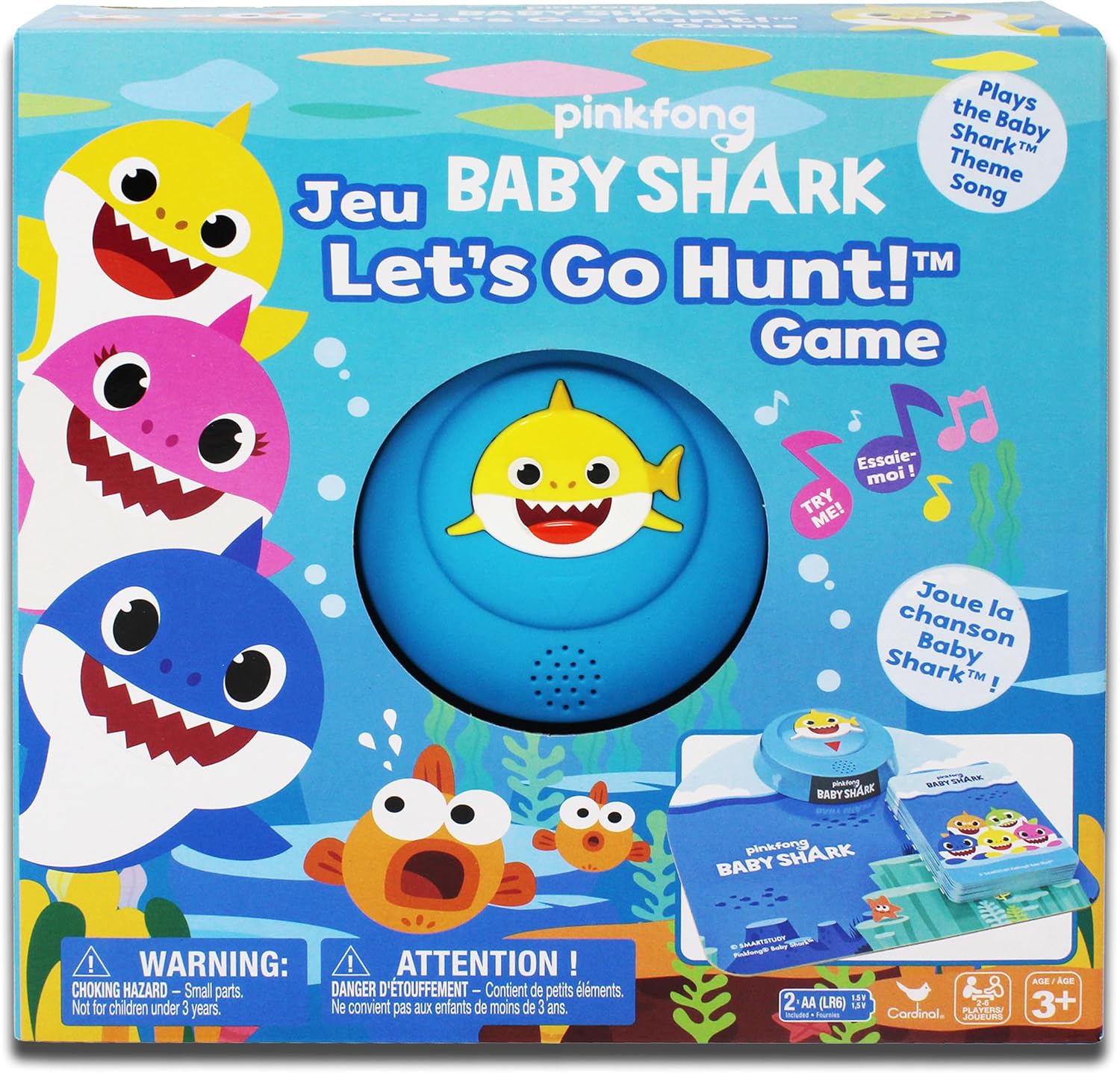 Spin Master Pinkfong Baby Shark Let's Go Hunt Card Game Plays Baby Shark Song with 3D Sound Pad, for Families and Kids 3 and up