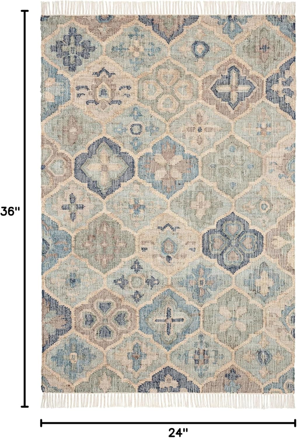 Dash and Albert Pali Jute Area Rug - 2' x 3' Blue Geometric Handwoven Accent Rug - Durable, Eco-Friendly, High Traffic Areas Hallways, Living Room, Stairs