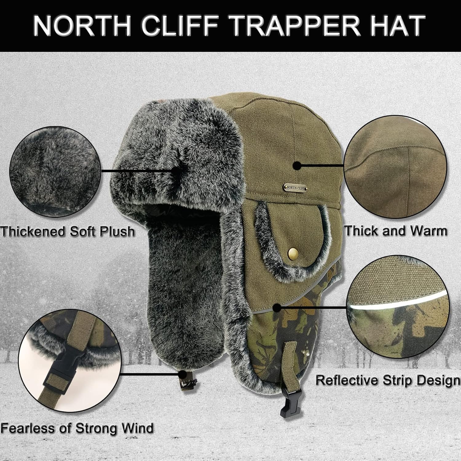 Unisex Winter Trapper Hat Cold Proof Keep Warm Hat with Ear Flaps for Hunting Skiing Trooper Winter Outdoor Activities - Image 3