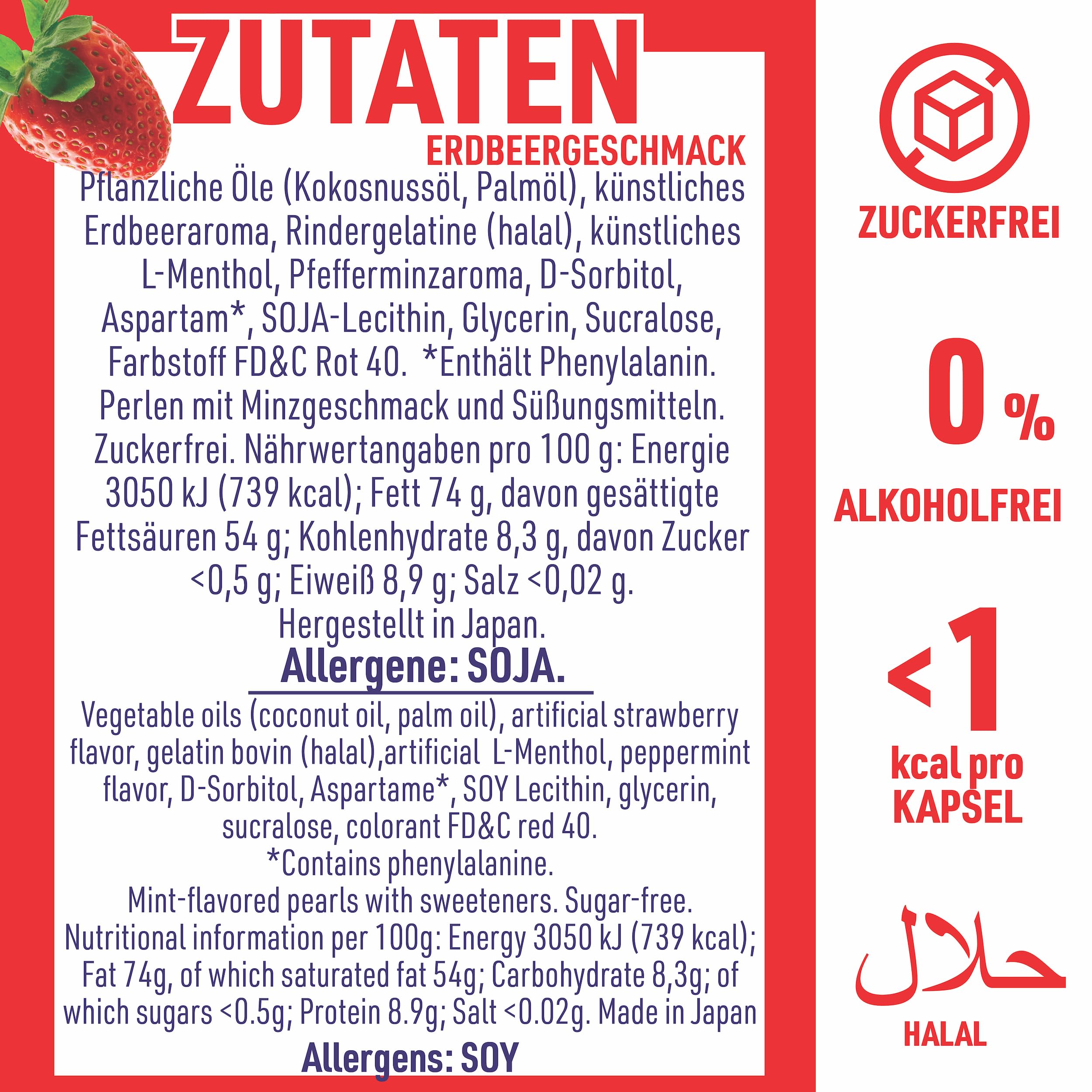 PaperMints CoolCaps – Zuckerfreie Erdbeer-Perlen für frischen Atem, trockenen Mund & Mundgeruch – Display, 32 Röhrchen à 18 Kapseln