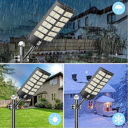 Miniatura 4 de loyoele Farolas solares para exteriores, impermeables, 8000 W, 300000 lúmenes, luz solar de estacionamiento del atardecer al amanecer, luces de