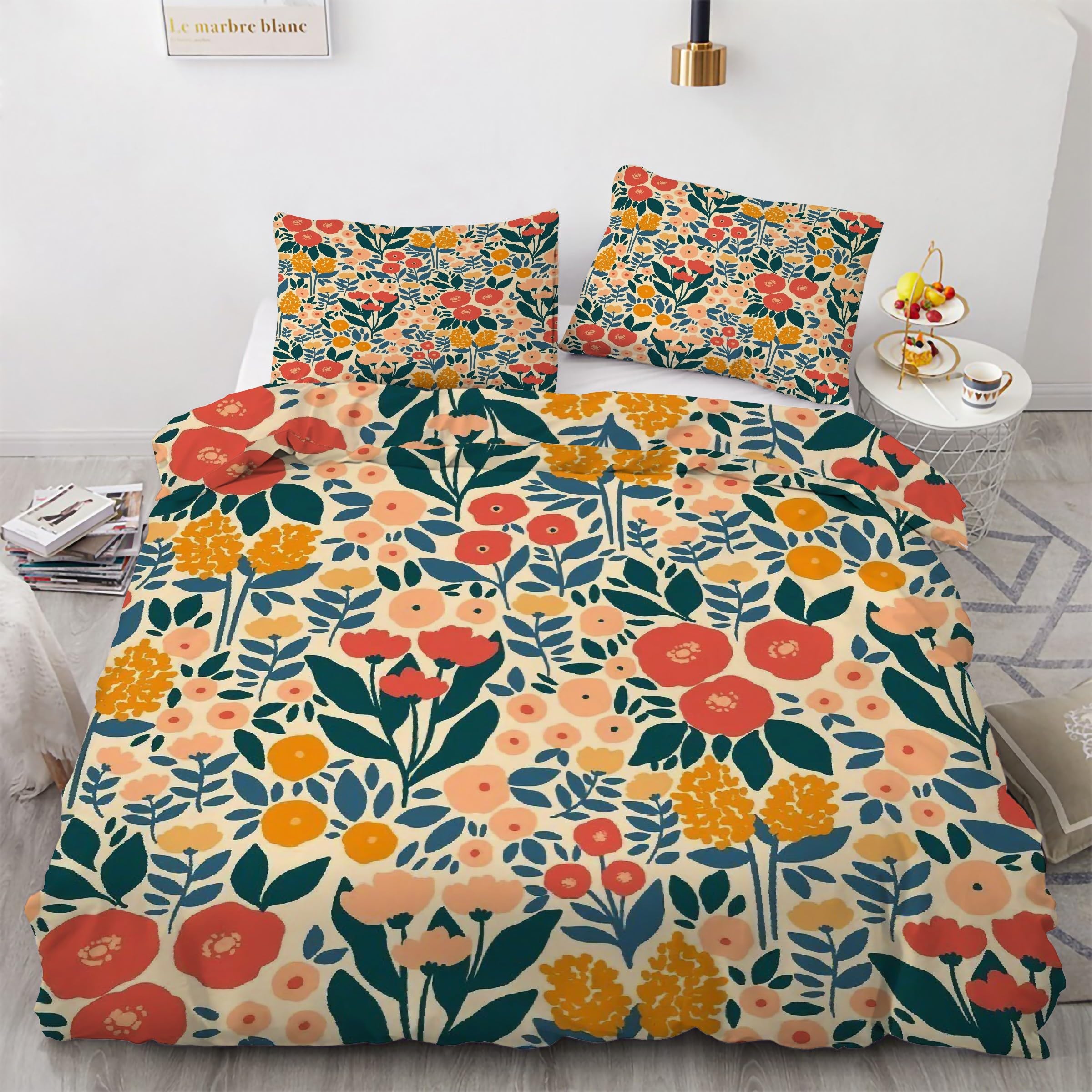 Parure de lit fleurs 160x200 pour une chambre printanière douce