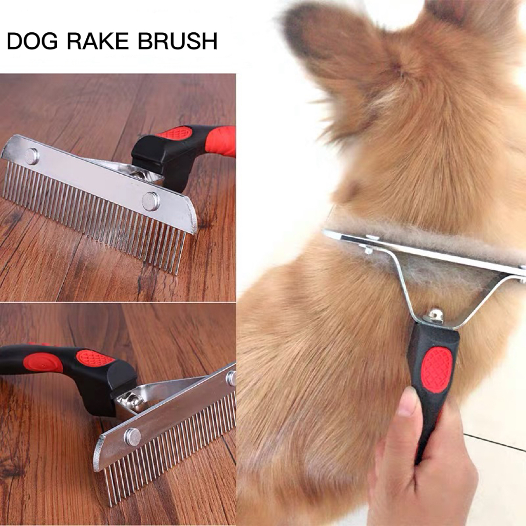 Carpet Rake For Pet Hair Saluqifa Dog Brushes For Grooming Large Dogs, Undercoat Dog Rake Long Hair Pet Comb Pet Grooming Brush Anti Slip Handle Steel Comb Golden Retriever Husky Cat Deshedding