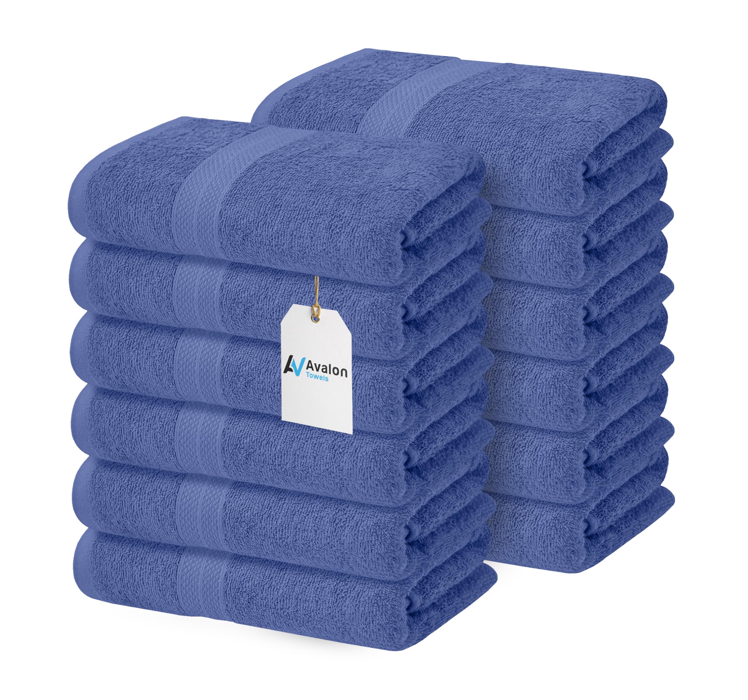 Avalon Towels Bath Towels for Bathroom 100 Cotton Blue Bathroom Towels Pack of 12 24x48 inches - Quick