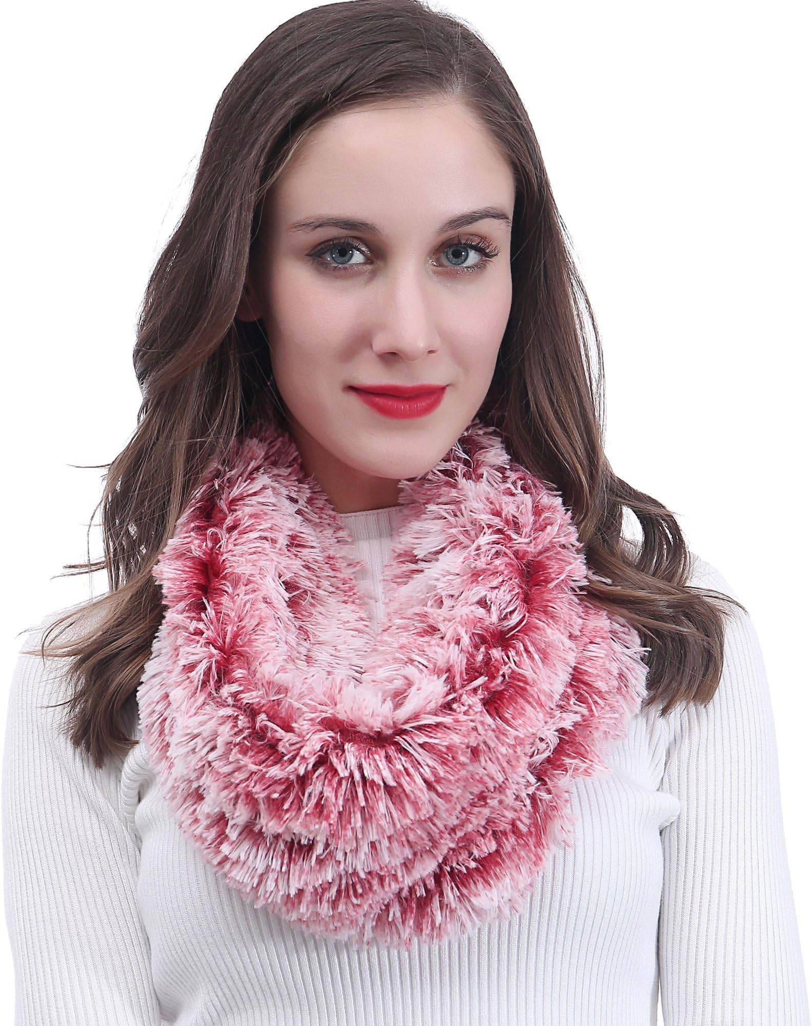 Super Soft Fluffy Faux Fur Snood Scarf Neck Warmer