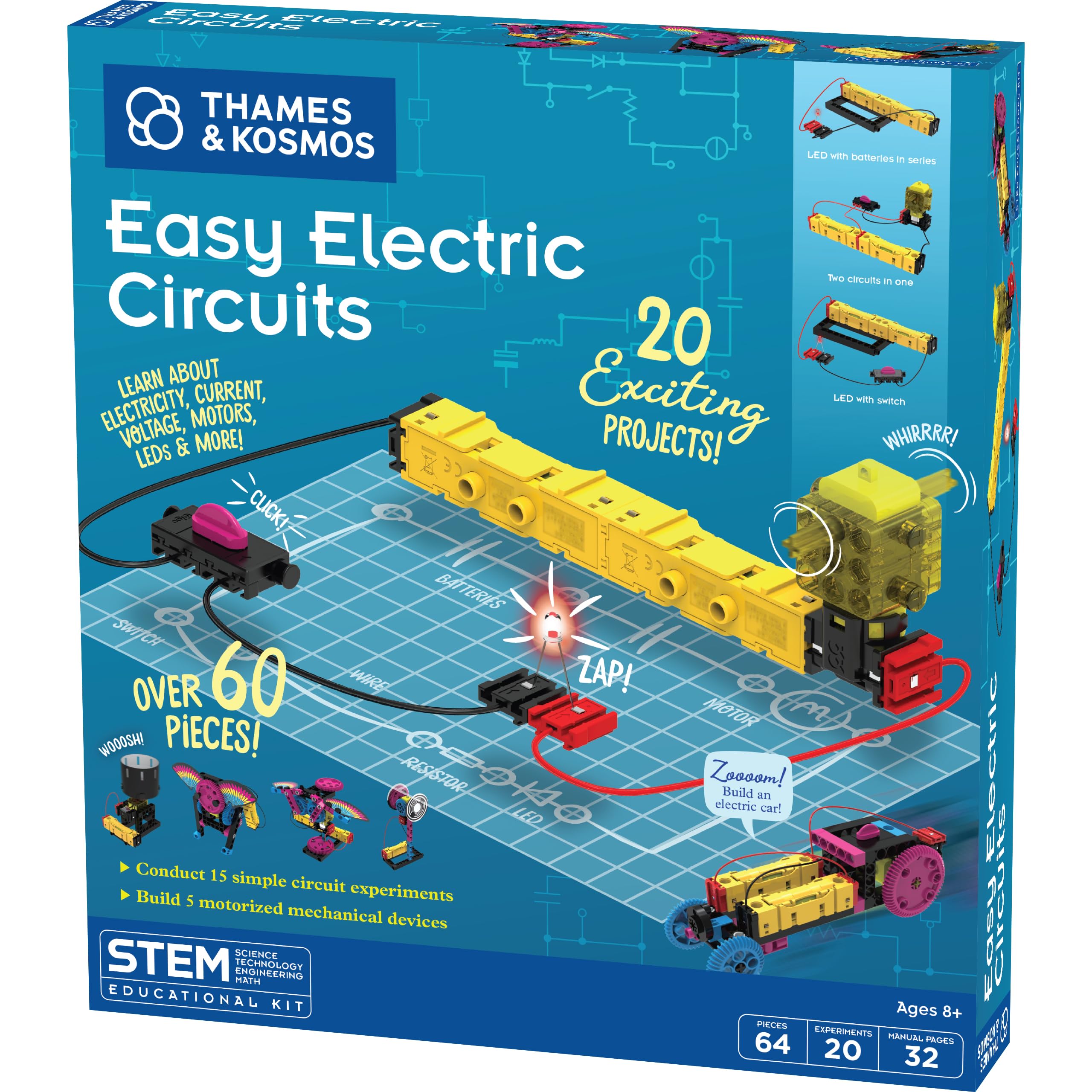 Thames & Kosmos , 550041, Easy Electric Circuits, 20 Exciting Projects, Over 60 Pieces, STEM, Ages 9+