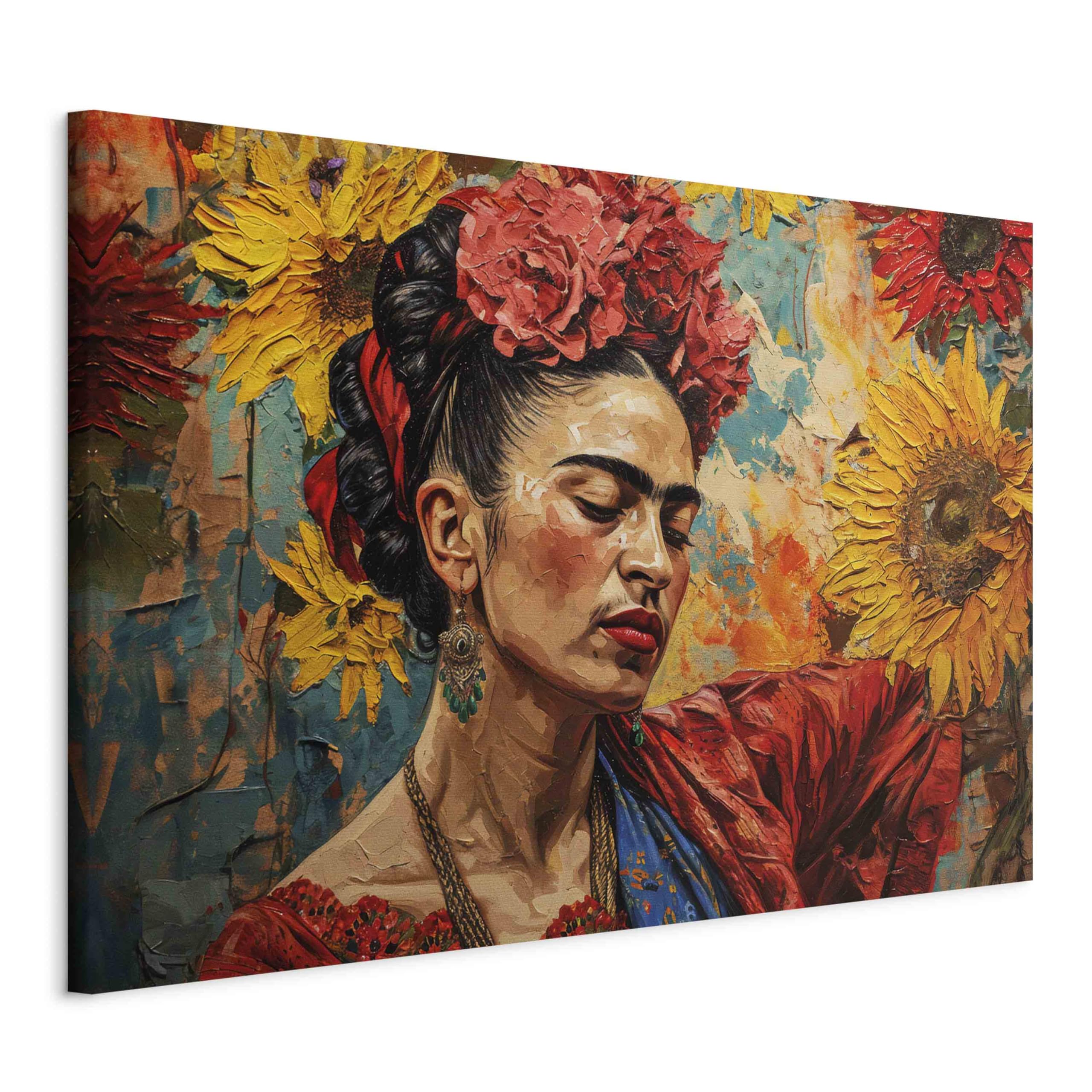 murando – Quadro Frida Kahlo 120x80 cm 1 Pezzo Stampa su Tela Quadri Moderni Murale Arte Moderno Grafica Decorazioni da Parete Pittura Immagini Decori Girasoli Fiori Natura h-H-10050-b-a