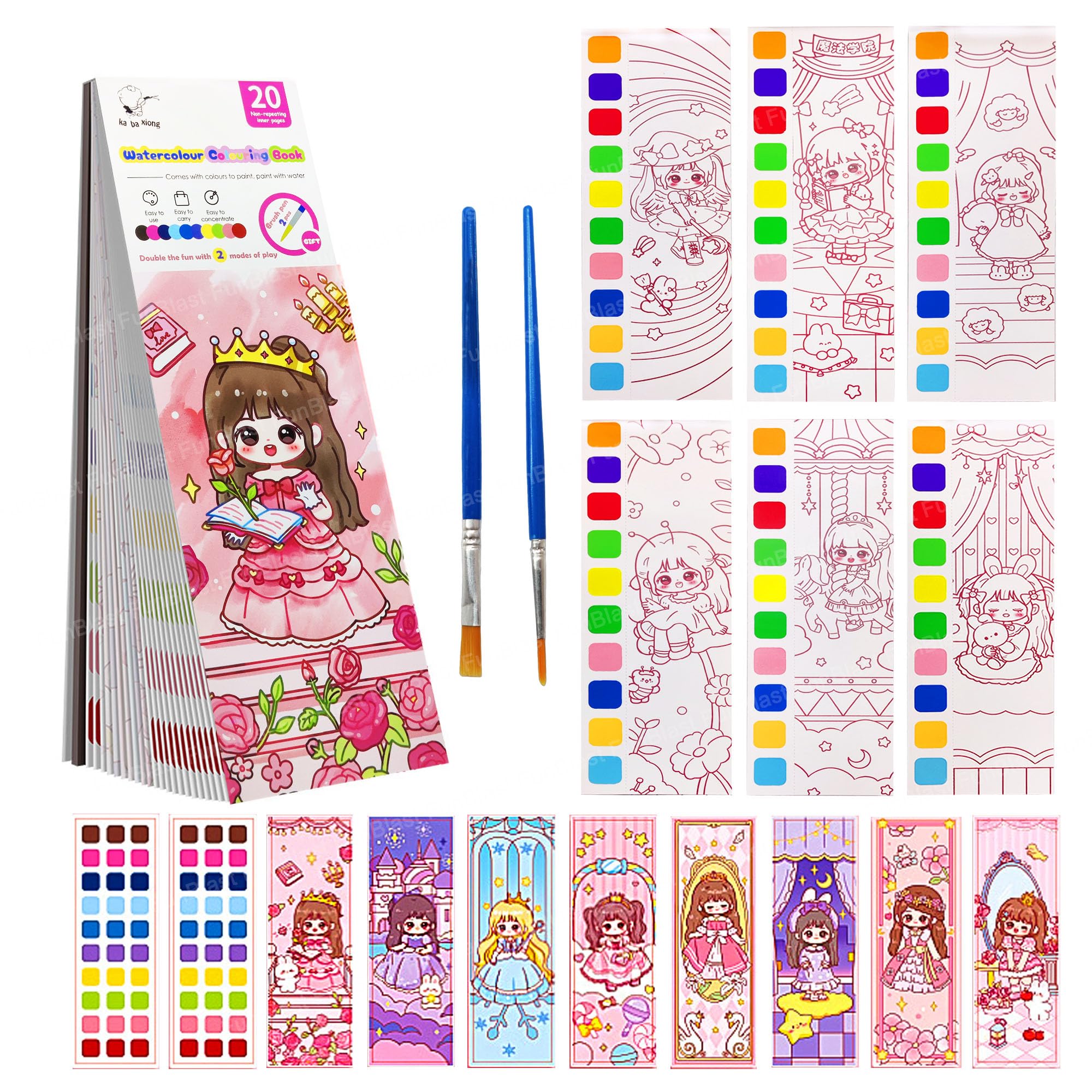FunBlast Watercolor Coloring Book, 2 in 1 Painting and Drawing Book with Paint Brush, DIY Bookmark for Kids, Magic Water Book for Kids, 20 Sheets Princess Painting Book for Kids (Princess Pink) (B0CP64HHZ5) Amazon Price History, Amazon Price Tracker
