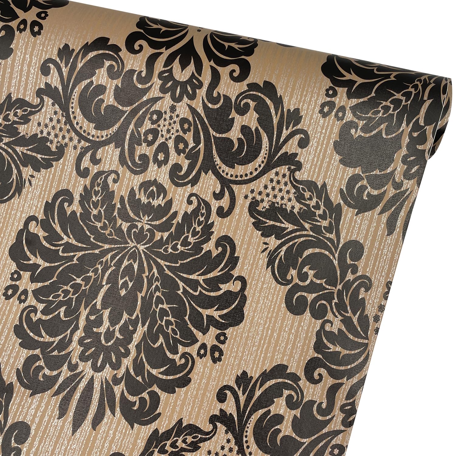 Yifely SimpleLife4U Black Damask Self-Adhesive Shelf Drawer Liner PVC Tabletop Protect Paper 45x300cm