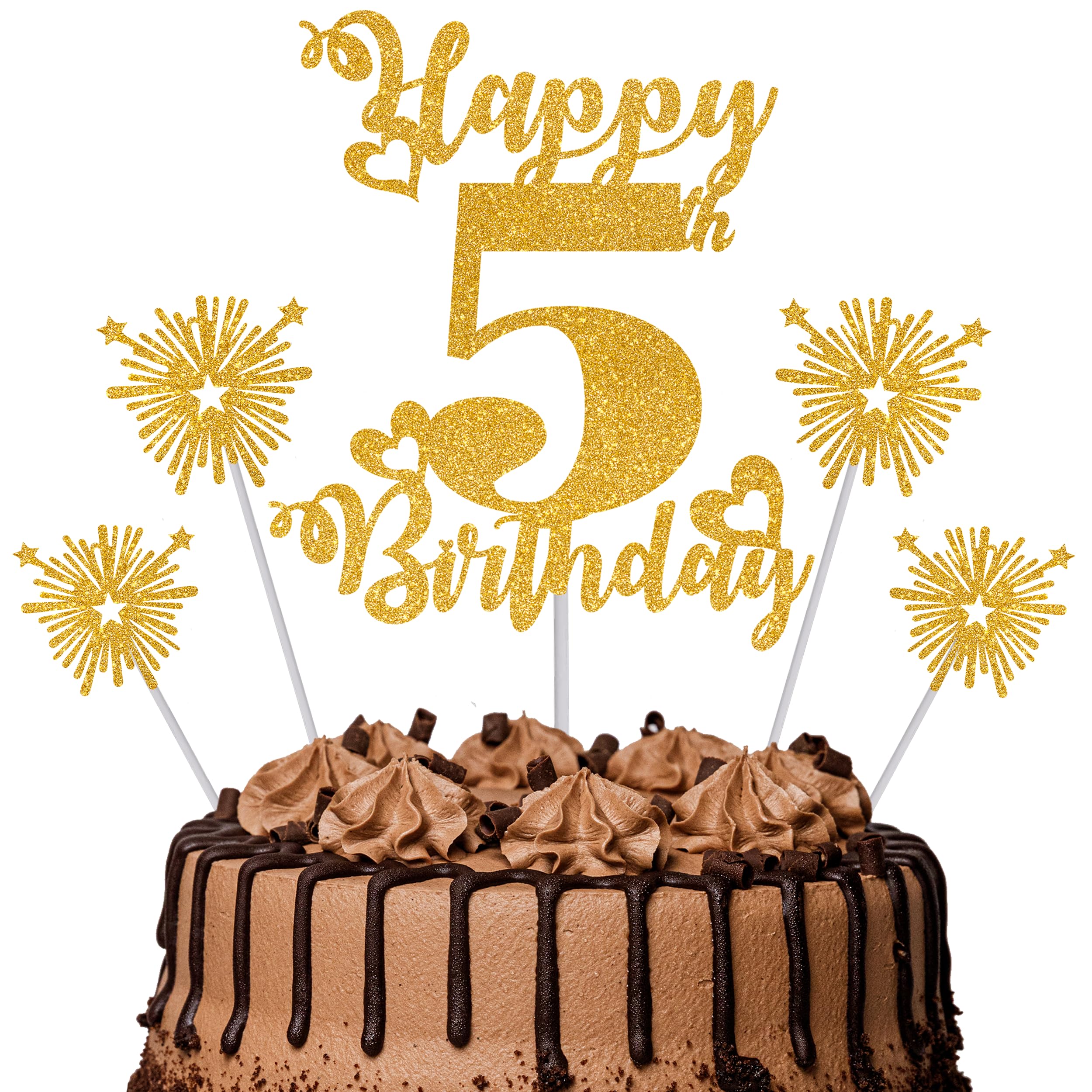 Gold Glitter 96th Birthday Cake Topper Set – 5 Piece Premium Glitter Birthday Decoration & Party Supplies for Men, Women & Kids – 96th Birthday — view 20