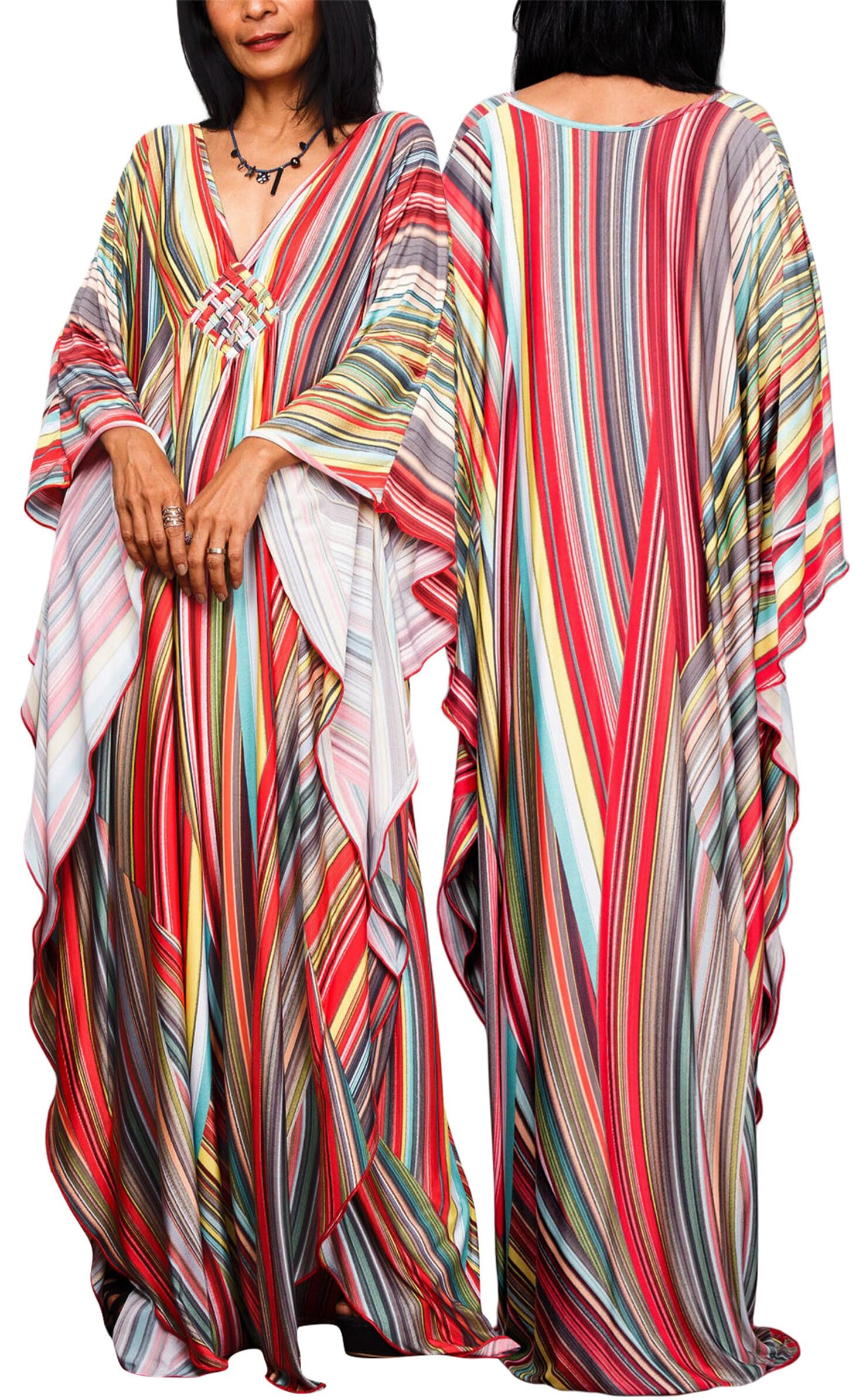 Womens Ethnic Print Kaftan Dresses Caftan Loungewear Turkish Bathing