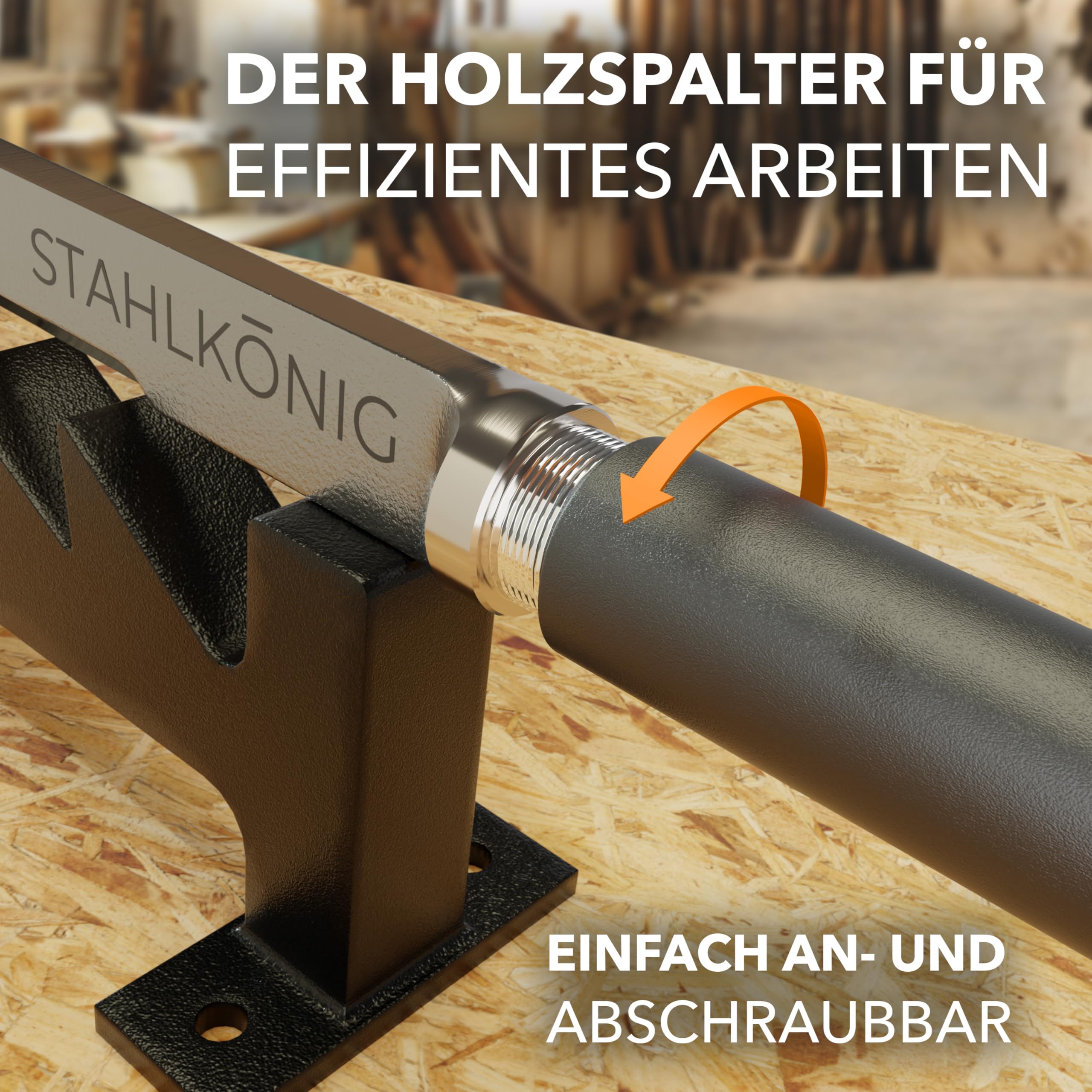 Holzspalter Manuell | Rostfrei und langlebig durch galvanisierte Klinge | Anzündholz Spalter mit 40cm Griff für müheloses Spalten