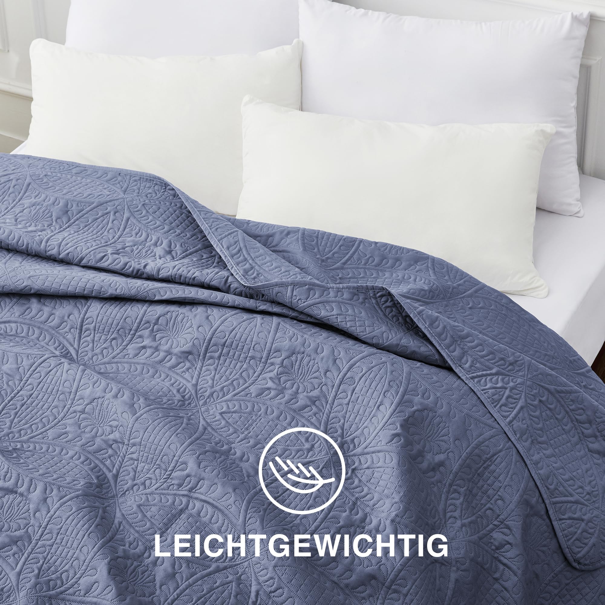 Love's cabin Tagesdecke 220x240 Blau, Ultra Weiche Bett Quilt Leichte Mikrofaser Tagesdecken Bettüberwurf 220x240, Moderne Bedspread mit Münzmuster für alle Jahreszeiten (ohne Kissenbezug)