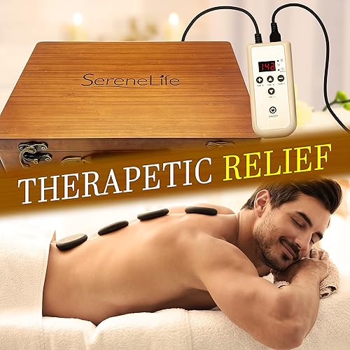 Miniatura 6 de Hot Stones - Juego de masaje con calentador, paquete de piedras de basalto redondas cálidas, kit de masaje corporal con bolsa de calentador