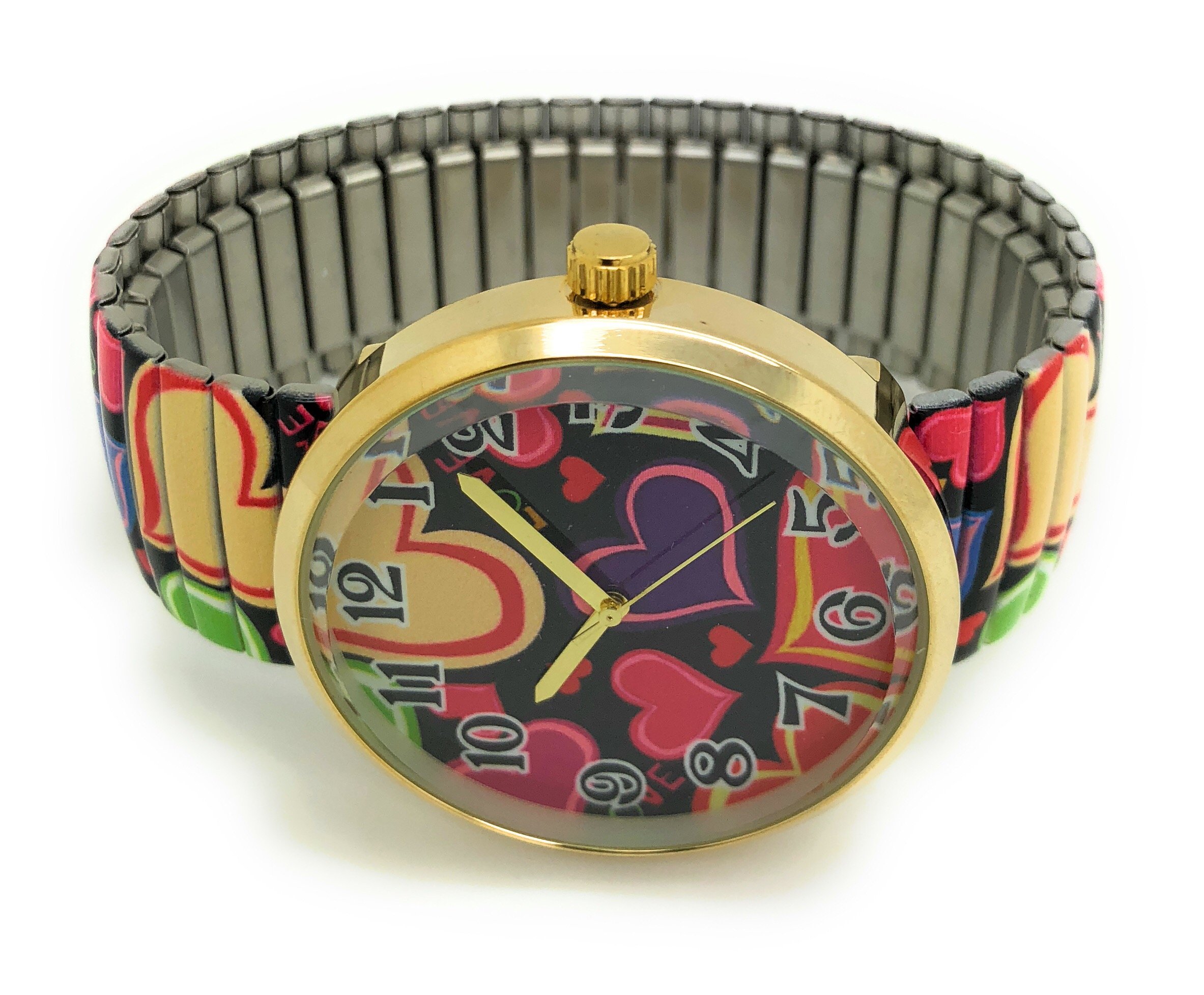 VERSALES Job Work Occupation Passion Hobby Talent Hearts Religious Theme Women's Novelty Elegant Stretch Elastic Band Analog Quartz Fashion Watch Varsales (Hearts Style 1)