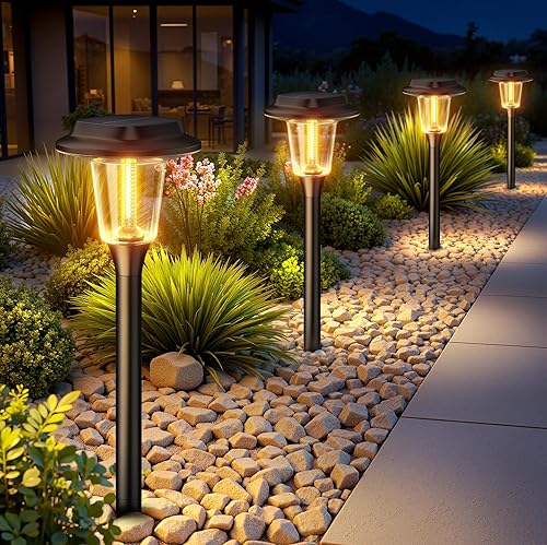 Miniatura 1 de KOOPER Luces solares para senderos al aire libre, paquete de 8 luces modernas más brillantes para caminos de paisaje, IP65, impermeables, para