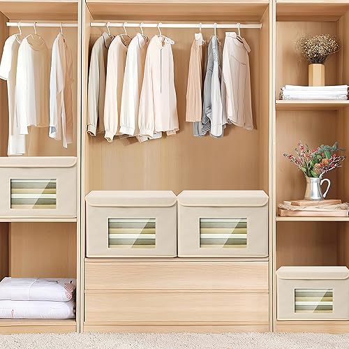 Miniatura 6 de Contenedores de almacenamiento para ropa, 40 L, grandes, plegables, apilables, organizadores de armario, cajas de almacenamiento con tapas, cesta de