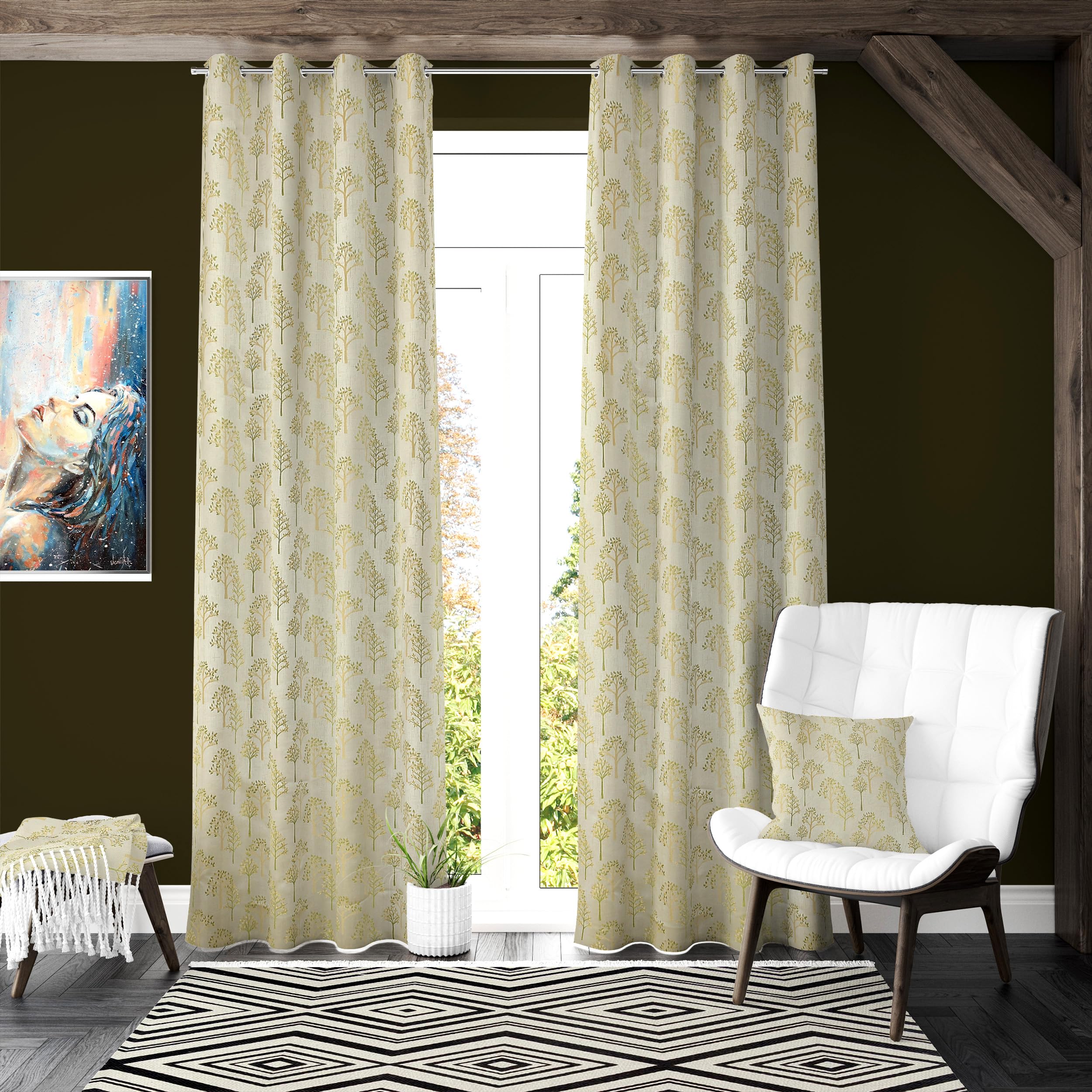 AMI CREATION Silk Jacquard Room Darkening Long Door Tree Print Curtains for Living Room Bedroom, 11 feet Long, Green, Set of 2 (B0CK5SLY5G) Amazon Price History, Amazon Price Tracker